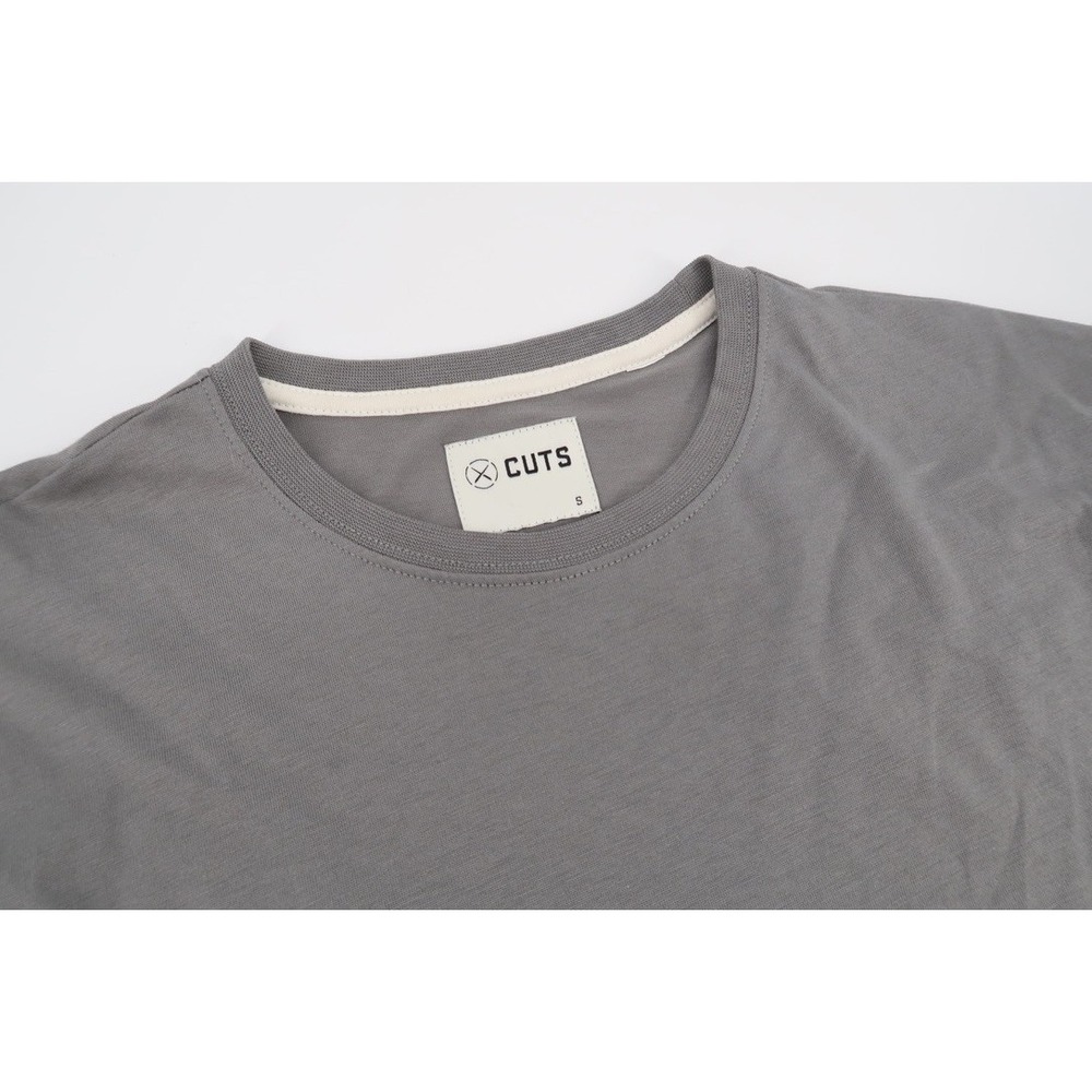 Cuts Clothing Curve Hem Mens Small Gray Tee Short Sleeve T-Shirt Pima Cotton Tee